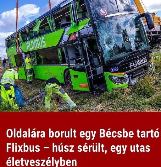 Oldalára borult egy Bécsbe tartó Flixbus – húsz sérült, egy utas életveszélyben