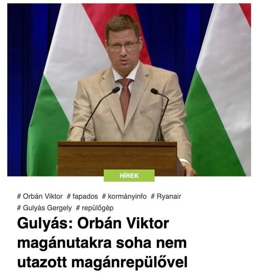 Gulyás: Orbán Viktor magánutakra soha nem utazott magánrepülővel